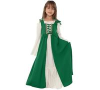 Genérico Disfraz Princesa Medieval Niña Vestido Renacentista con Escote Cuadrado - Traje Época para Halloween Fiestas de Carnaval Oktoberfest Día del Libro - Cosplay de Reina y Dama Medieval