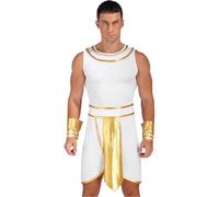 Generico Disfraz romano para hombre, dios griego, Zeus, Cosplay con Toga y pulseras de metal, ropa para fiestas temáticas, carnaval, túnica con capa, cinturón y puños para fiestas temáticas antiguas
