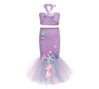 Genérico Disfraz Sirenita Vestido Princesa Ariel para Niñas Pequeñas, Talla 2-9 años, Rosa Fuerte/Púrpura