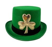 Generico Disfraz Top Hats For Men - St Patricks Day Good Luck Symbol Irish Green Hat | Men Top Hats Green Gold Plant Design Headwear | Gold Plant Design Headgear For Magician Adult Women