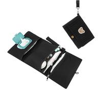 Generico Dispensador de toallitas para bebé - 24 x 19 cm Bolsa cambiador con bolsa para cochecito | Bolsa organizadora plegable más bolsillos bordado oso viaje cambio bebé, Negro , riferimento alla