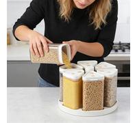 Genérico Dispensador Giratorio Para Almacenamiento De Granos,Dispensador Giratorio de Cereal con 6 Rejillas,Recipiente para Arroz | Para Harina Avena Snack Despensa Cocina Encimera Panaderia