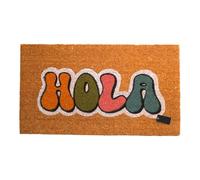 Genérico DISTRIBUX Felpudo Hola para Puerta Entrada de Casa Base Goma Antideslizante Material Fibra de Coco 100% Natural Decoración Hogar 40 x 70 cm