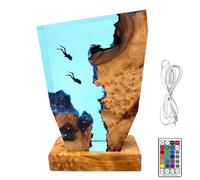 Genérico Diver LED Ocean Night Light,Creative Epoxy Resin Wood Lamp,USB Powered Deep Sea Diving Art Lamp,for Office Desktop,Bedroom,Home Decoration,Collectible Gift