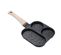 Genérico Divided Frying Pan - Stone Wood Aluminum 14.37 X 7.28 In | Breakfast Skillet | 3 Cup Granite Omelette Pan Skillet For Multi Section Cooking Eggs Pancakes And Daily Kitchen Use