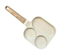 Genérico Divided Frying Pan - Stone Wood Aluminum 14.37 X 7.28 In | Breakfast Skillet | 3 Cup Granite Omelette Pan Skillet For Multi Section Cooking Eggs Pancakes And Daily Kitchen Use