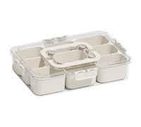 Genérico Divided Serving Tray with Lid and Handle, Snackle Box Charcuterie Container Clear, PET Material, Large Capacity Fruit Containers, Refrigerator Vegetable Organizer for Kitchen, 32x21x7cm
