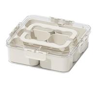 Genérico Divided Serving Tray with Lid and Handle, Snackle Box Charcuterie Container Clear, PET Material, Large Capacity Fruit Containers, Refrigerator Vegetable Organizer for Kitchen, 32x21x7cm