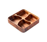 Genérico Divided Snack Bowl, Wood Snack Bowl With Dividers, 4 Grid Natural Smooth Safe Organizer For Friends Men Women Nuts Dried Fruit Home Kitchen Party Indoor Livingroom