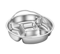 Genérico Divided Snack Plate, 316 Stainless Steel Sectional Food Steaming Platter with Handle, Multi-Compartment Fruit Tray for Parties, Camping, Picnics