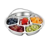 Genérico Divided Snack Plate - Stainless Steel Food Steaming Platter With Handle | Sectional Fruit Tray For Home Apartment Parties Family Nights Friend Gatherings Camping Picnics