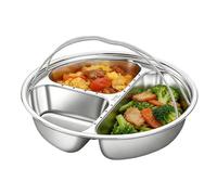 Genérico Divided Snack Plate - Stainless Steel Food Steaming Platter With Handle | Sectional Fruit Tray For Home Apartment Parties Family Nights Friend Gatherings Camping Picnics