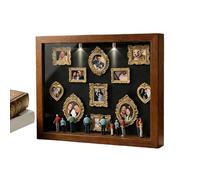 Generico DIY Bilderrahmen - Schattenbox 22.7cm Holz Harz Display Box | Bilderrahmen Set- mit LED Warmlicht 11 Rahmen 8 Figuren, für Hochzeit Geburtstag Zuhause, Wohnung Hotel Büro
