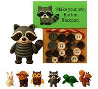 Genérico DIY Button Craft Kit,Highland Cow Button Ornament,Xmas Buttons Crafts Kit,Funny Animals Three-Dimensional Ornament Kits,Beginner-Friendly Buttons Ornament Decor,Unfinished Products (Raccoon)