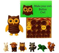 Genérico DIY Button Craft Kit,Highland Cow Button Ornament,Xmas Buttons Crafts Kit,Funny Animals Three-Dimensional Ornament Kits,Beginner-Friendly Buttons Ornament Decor,Unfinished Products (Owl)
