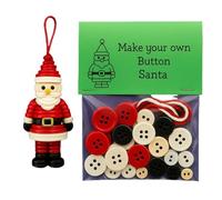 Genérico DIY Christmas Button Ornament Making Set, Craft Buttons Kit with Christmas Snowman/Santa/Angel/Tree, for Xmas Tree Hanging Decorations (Santa Claus)