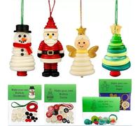 Genérico DIY Christmas Button Ornament Making Set, Craft Buttons Kit with Christmas Snowman/Santa/Angel/Tree, for Xmas Tree Hanging Decorations (Angel+ Snowman+ Christmas Tree + Santa Claus)