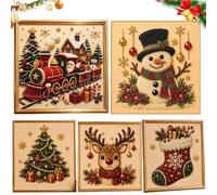 Genérico DIY Christmas Pearl Diamond Painting Art Kit with Frame, Christmas Pearl Diamond Painting Art Kit with Frame, Gemstone Diamond Dots Beads for Home Wall Decor, for Adults Beginner (#12)