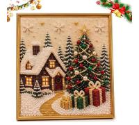 Genérico DIY Christmas Pearl Diamond Painting Art Kit with Frame, Christmas Pearl Diamond Painting Art Kit with Frame, Gemstone Diamond Dots Beads for Home Wall Decor, for Adults Beginner (#6)