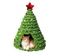 Genérico DIY Christmas Tree Cat Bed, Indoor Kitten Tent Material Set, Fun Christmas Tree Shaped Cats Bed, Soft Green Pet Tent Bedding Furniture for Cats Dogs