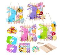 Genérico DIY creativo Pascua infantil, decoración de Pascua, actividades de conejo y huevos, DIY Craft pegatinas para colgar,ornamento de madera de Pascua,decoraciones animales Fiesta