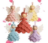Genérico DIY Crochet Angel Ornament Kit, Unique Christmas Angels Kit for Beginners, Cute Party Handmade Holiday Crochets Decorations, with Yarn, Holiday Decoration and Home Party Decor (5Pcs)