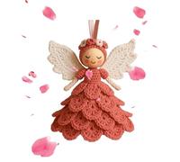 Genérico DIY Crochet Angel Ornament Kit, Unique Christmas Angels Kit for Beginners, Cute Party Handmade Holiday Crochets Decorations, with Yarn, Holiday Decoration and Home Party Decor (Red)