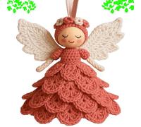 Genérico DIY Crochet Angel Ornament Kit, unique christmas angels kit for beginners,Easy Starter Craft to Create Your Own Hanging Ornaments,crochet kit for beginnerswith Yarn for Beginners (red)
