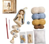 Genérico DIY Crochet Blessed Mother Spiral Hanging Ornament Kit, Beginner Friendly Christian Virgin Mary Faith Spiral Hanging Decor Craft Set with Soft Yarn,Handmade Religious Creative Gift