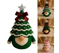 Genérico DIY Crochet Christmas Gnome Kit, Beginners Craft Knitting Gnomes Tree Ornament, Bow Pearl Xmas Gnome Crafts Set with Detailed Pattern