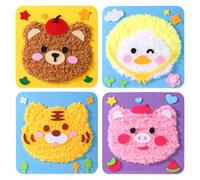 Genérico Diy Embroidery Doll Set, Embroidery Kit For Kids, Sewing Kit For Kids, Diy Embroidery Doll Set For Kids, Cartoon Animal Sewing Craft Kit For Kids (4pcs-a)