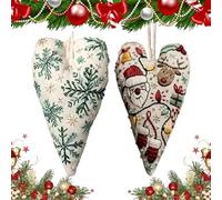 Genérico DIY Heart Shaped Hand Embroidered Xmas Ornament/Ornament Kit, Unique Creative Christmas Ornaments Embroidery Kit, Beginner Friendly Cross Stitch Craft Set with Needles,Thread