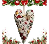 Genérico DIY Heart Shaped Hand Embroidered Xmas Ornament/Ornament Kit, Unique Creative Christmas Ornaments Embroidery Kit, Beginner Friendly Cross Stitch Craft Set with Needles,Thread