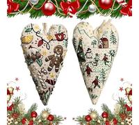 Genérico DIY Heart Shaped Hand Embroidered Xmas Ornament/Ornament Kit, Unique Creative Christmas Ornaments Embroidery Kit, Beginner Friendly Cross Stitch Craft Set with Needles,Thread