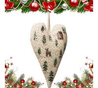 Genérico DIY Heart Shaped Hand Embroidered Xmas Ornament/Ornament Kit, Unique Creative Christmas Ornaments Embroidery Kit, Beginner Friendly Cross Stitch Craft Set with Needles,Thread