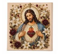 Genérico DIY Jesus Pearl Art Kit,3D Pearl Diamond Art Kit for Adults,9.8 x 9.8 Inch Pre-Stretched Oil Canvas, Religious Craft for Easter Baptism Confirmation Decor (#D)
