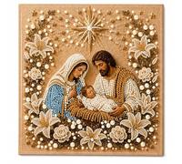 Genérico DIY Jesus Pearl Art Kit,3D Pearl Diamond Art Kit for Adults,9.8 x 9.8 Inch Pre-Stretched Oil Canvas, Religious Craft for Easter Baptism Confirmation Decor (#A)