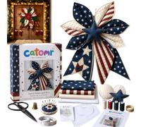 Genérico DIY Large Patchwork Bow Sewing Kit, Farmhouse Fabric Folded Flower Door Hanging Craft Set, Oversized Quilted Bow Sewing Kit, Gifts for Adults Front Wall Windows Porch