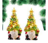 Genérico DIY Lighted Christmas GNOME Tree, 8 Inch GNOME Christmas Tree with Multicolored Lights, Faceless Old Man Ceramic Christma Trees, for Home Room Fireplace Office (2pcs)