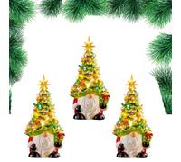 Genérico DIY Lighted Christmas GNOME Tree, 8 Inch GNOME Christmas Tree with Multicolored Lights, Faceless Old Man Ceramic Christma Trees, for Home Room Fireplace Office (3pcs)