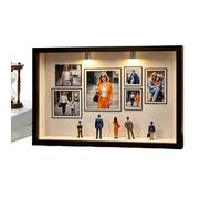 Genérico DIY Museum Box, Figurine Silhouette Display Case, 8.94x12.36x1.46 inches of Us Photo Frame with 7 Picture Holders and Mini Figures, Romantic Memory Display for Couple Gift