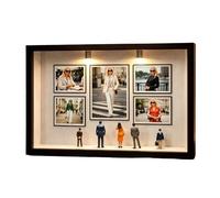 Genérico DIY Museum Box - Wooden Figurine Silhouette Display Case With 7 Mini Picture Holders And 8 Decorative Figures Miniature Museum Of Us Photo Frame Set