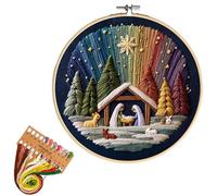 Genérico DIY Nativity Embroidery Kit, Diy Nativity Embroidery Set - Stitch The Holy Story, Christian Embroiderys Kit For Adults Beginner, For Adults Beginner, With Fabric,Threads & Needles (#A)