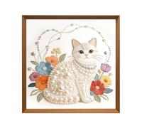Genérico DIY Pearl Painting - Diamond Style Animal Design Kit, Easy Beginner Craft Set | 7.87x7.87in Butterfly Cat Rhinestone Artwork For Home Decoration, Kids Adults, Gift, Holiday Use