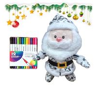 Genérico DIY Santa Plush Painting Kit - Washable Toy | 12 Color Pens Set | Includes 12 Color Marker Pens, 7.87 Inch Cotton Stuffed Doll, Holiday Craft Activity, For Preschool School Project Home