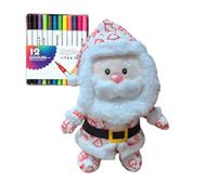 Genérico DIY Santa Plush Painting Kit - Washable Toy | 12 Color Pens Set | Includes 12 Color Marker Pens, 7.87 Inch Cotton Stuffed Doll, Holiday Craft Activity, For Preschool School Project Home