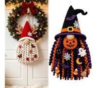 Genérico DIY Seasonal 3D Crochet Door Hanger Kit Collection, Halloween Christmas Holidays Decorations, Complete Beginner-Friendly Crochet Kit with Yarn,Filling,Accessories and Instructions