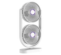 Genérico Doble Head Desktop Fan - Quiet Recargable Cooling, Personal Fan with Silent Motor, Table Fans with USB Charge, Portable Cooling for Office Bedroom, Summer Fans for Travel Camping