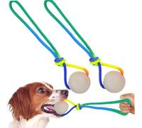 Genérico Dog Balls, 2 Pieces Glow Tug Teether with Rope for Playtime with Chew-Resistant Design, Pet Toy Ball for Puppy, Small, Medium, Large Breed, Boredom, Indoor, Outdoor,