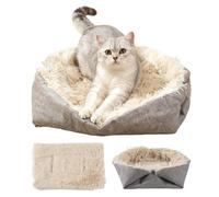 Generico Dog Bed - Thick Warm Indoor Outdoor Nest, Hooded Pet House Sleeping Cushion, Removable Washable Pad For Puppy Kitten Small Animals Home Garden Yard Car Camping Relax Spot